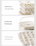 Green Innovative Press-Release Ice Cube Maker - Dual Layer Trays & Storage Bin (48 Cubes)