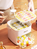 Blue Innovative Press-Release Ice Cube Maker - Dual Layer Trays & Storage Bin (48 Cubes)