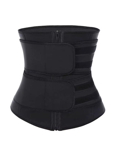 Size XL Black Womens Sweat-Enhancing Waist Trainer Belt - Dual Strap Zipper Tummy Control Cincher for Workout & Postpartum Shaping