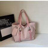 Pink Women's Large Capacity Nylon Tote Bag - Stylish Casual Shoulder & Crossbody Bag with Detachable Pouch