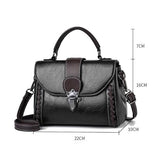 Black Elegant Women's PU Leather Top Handle Satchel - Versatile Crossbody Bag with Classic Clasp & Braided Detail