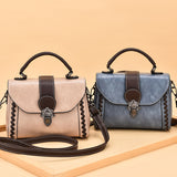Brown Elegant Women's PU Leather Top Handle Satchel - Versatile Crossbody Bag with Classic Clasp & Braided Detail