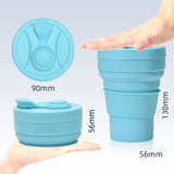 2 Pcs Light Blue 350ml Collapsible Silicone Travel Cup - Portable, Leak-Proof & Food-Grade Drinking Mug with Lid, Insulating Sleeve & Straw