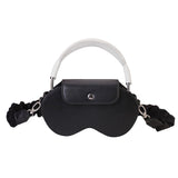 Black Chic PU Leather Crossbody Storage Bag for Apple AirPods Max - Protective Case with Ruched Fabric Strap & Top Handle
