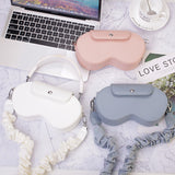 Blue Chic PU Leather Crossbody Storage Bag for Apple AirPods Max - Protective Case with Ruched Fabric Strap & Top Handle