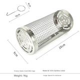 2 Pcs Size S Silver Rolling Stainless Steel BBQ Grill Basket - Cylindrical Grilling Cage for Veggies, Meats & More (304 Food-Grade)