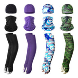 2 Sets Red And Grey Camouflage Cooling UV Protection Set - 2 Skull Cap, 2 Neck Gaiter & 4 Arm Sleeves for Outdoor Sports