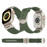 Dark Grey Rugged Tactical Silicone Strap for Apple Watch Ultra & Series - Heavy-Duty Metal Clasp