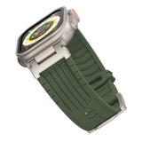 Dark Grey Rugged Tactical Silicone Strap for Apple Watch Ultra & Series - Heavy-Duty Metal Clasp