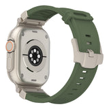 White Rugged Tactical Silicone Strap for Apple Watch Ultra & Series - Heavy-Duty Metal Clasp
