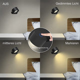 Khaki Wood Grain Rechargeable LED Magnetic Wall Light - Touch Control, 3 Colors & Dimmable, USB Portable Night Lamp for Reading & Cabinets