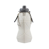 White and Grey Cup Lid Ultimate Foldable Silicone Water Bottle - Lightweight Leakproof Travel & Sports Hydration - 700ml