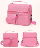 2 Pcs Black Premium Double Layer Insulated Lunch Bag - 8.4L Thermal Cooler Tote with Shoulder Strap