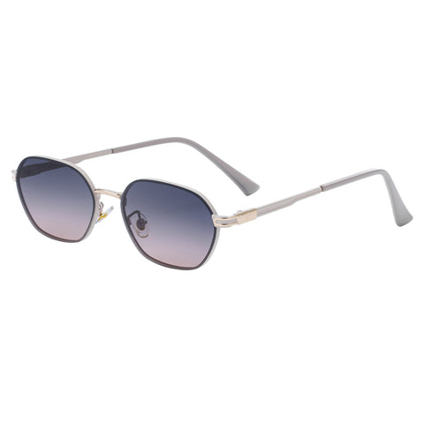 Purple Gradient Lenses Chic Oval Sunglasses for Women - UV400 Protection Lightweight Metal Frame, Comfortable Design