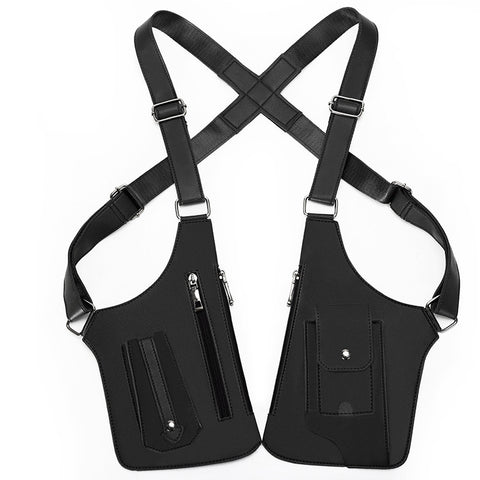 Black Urban Tactical Anti-Theft Shoulder Holster Bag - Secure Multi-Pocket Chest Rig for Men