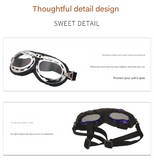 Pink Frame Black Film Retro Pet Goggles - UV Protection Sunglasses for Small Medium Dogs & Cats, Windproof Shatterproof Eye Protection