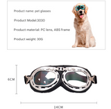 Black Frame Black Film Retro Pet Goggles - UV Protection Sunglasses for Small Medium Dogs & Cats, Windproof Shatterproof Eye Protection