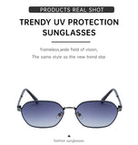 Blue Lenses Chic Oval Sunglasses for Women - UV400 Protection Lightweight Metal Frame, Comfortable Design
