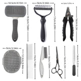 Pink Professional 9-Piece Pet Grooming Kit - DeShedding Brushes, Nail Clippers, Combs & Scissors Set for Dogs, Cats & Rabbits with Storage Bag