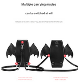 Rose Red Gothic Coffin Bat Wing Convertible Crossbody Bag - Punk PU Leather Shoulder Purse & Mini Backpack