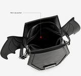 Rose Red Gothic Coffin Bat Wing Convertible Crossbody Bag - Punk PU Leather Shoulder Purse & Mini Backpack