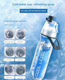 Cyan 500ML Insulated Sports Water Bottle with Cooling Mist - Triple-Layer Design Keeps Drinks Cold for Hours - Portable PE Misting Bottle