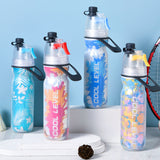 Red 500ML Insulated Sports Water Bottle with Cooling Mist - Triple-Layer Design Keeps Drinks Cold for Hours - Portable PE Misting Bottle
