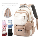 Blue and White Large Capacity Student Backpack - Durable Oxford Cloth School Bag with Laptop Compartment & Multiple Pockets