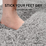 Grey Ultra Absorbent Plush Bath Mat - Non-Slip Bathroom Rug with Innovative Foot Drying Pocket