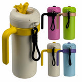 Pink and Black 700ml Insulated Stainless Steel Tumbler with Handle, Dual-Sip Lid, Straw & Tea Infuser