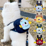Green Adorable Monster Pet Backpack Harness - Small Dog & Cat Treat Pouch with Poop Bag Dispenser