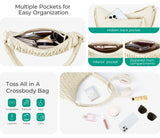 Beige Chic Pleated Crescent Sling Bag - Water-Resistant Lightweight Crossbody & Shoulder Purse