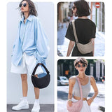 Pink Chic Pleated Crescent Sling Bag - Water-Resistant Lightweight Crossbody & Shoulder Purse