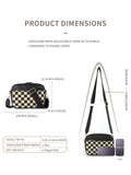 Black Stylish Checkerboard Crossbody Camera Bag - PU Leather with Adjustable Wide Strap