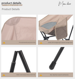 Khaki Lightweight Portable Camping Chair - Adjustable Height Folding Moon Chair with Breathable Mesh & Carry Bag for Outdoor, Beach, Fishing