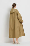 Size M Khaki Women's Chic Lightweight Waterproof Raincoat - Long Hooded Packable Rain Jacket with Pouch