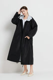 Size XL Black Women's Chic Lightweight Waterproof Raincoat - Long Hooded Packable Rain Jacket with Pouch