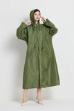 Size XL Green Women's Chic Lightweight Waterproof Raincoat - Long Hooded Packable Rain Jacket with Pouch