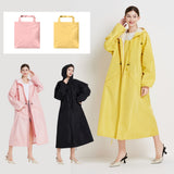 Size L Yellow Women's Chic Lightweight Waterproof Raincoat - Long Hooded Packable Rain Jacket with Pouch