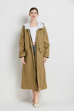 Size M Brown Women's Chic Lightweight Waterproof Raincoat - Long Hooded Packable Rain Jacket with Pouch