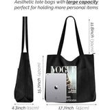 Green Stylish Corduroy Canvas Tote Bag - Fashionable and Retro Shoulder Bag