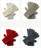 Beige Unisex Touchscreen Ribbed Warm Cycling Windproof Knitted Five-finger Gloves