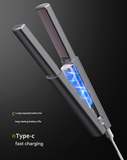 Purple Compact Cordless Hair Straightener - Portable 2-in-1 Mini Flat Iron, USB-C Rechargeable for Travel & Touch-ups