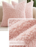 2 Pcs Brown Cozy Teddy Boucle Cushion Cover - Plush Decorative Square Pillow Case for Sofa & Bed