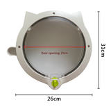 White 4-Way Locking Cat Flap Door - Pet Entry Portal for Interior Doors, Walls & Cabinets
