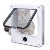 Size M White 4-Way Locking Pet Flap Door for Cats and Small Dogs - Weatherproof Magnetic Cat Door