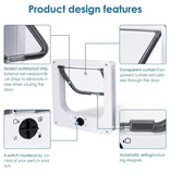 Size S Black 4-Way Locking Pet Flap Door for Cats and Small Dogs - Weatherproof Magnetic Cat Door
