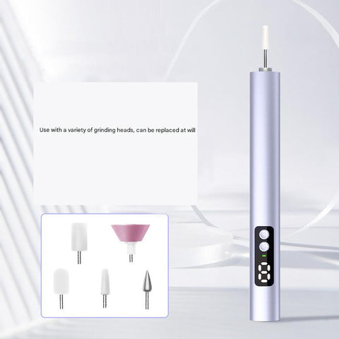 Purple Professional Electric Nail File Kit - Portable USB-C Rechargeable Manicure Drill with 6 Speeds & 5 Heads