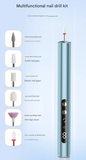 Blue Rechargeable Electric Nail Drill Pen with UV Curing Lamp - Professional All-in-One Manicure Pedicure Kit for Polishing & Gel Removal