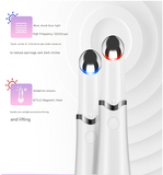 Pink Sonic Eye & Lip Massager with Red & Blue Light Therapy - Heated Vibrating Wand for Puffiness and Wrinkles